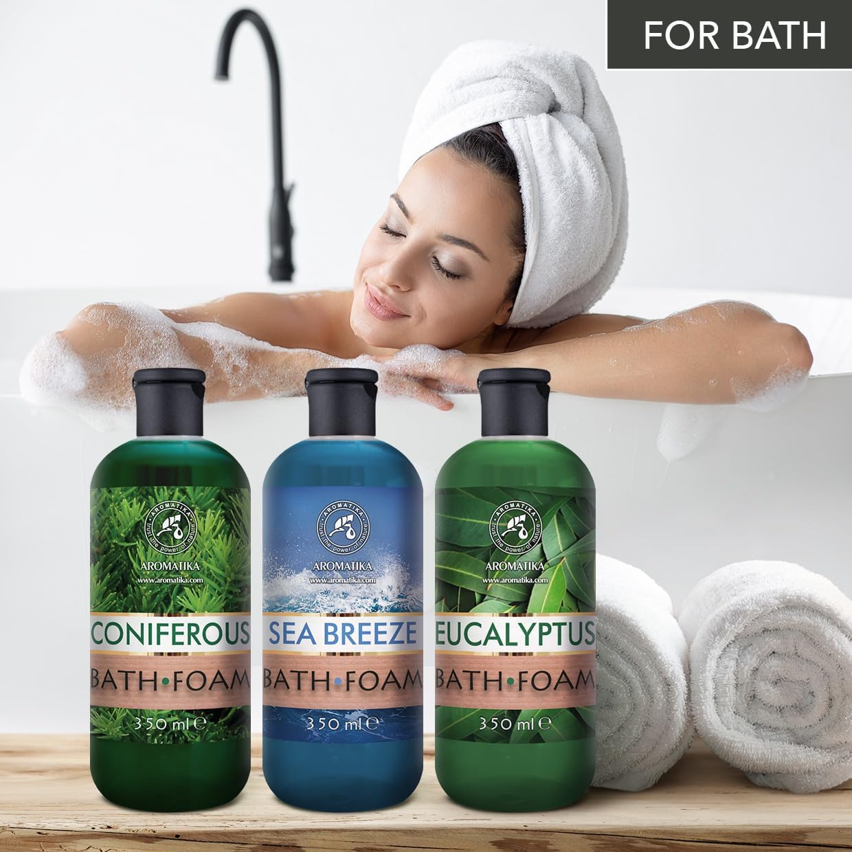 Bath Foam Set Coniferous & Sea Breeze & Eucalyptus 3x12Fl Oz - Body Care - Beauty - Bathing - Body Care - Wellness - Relax - Aromatherapy - Spa - Fresh Aroma - Bubble Baths