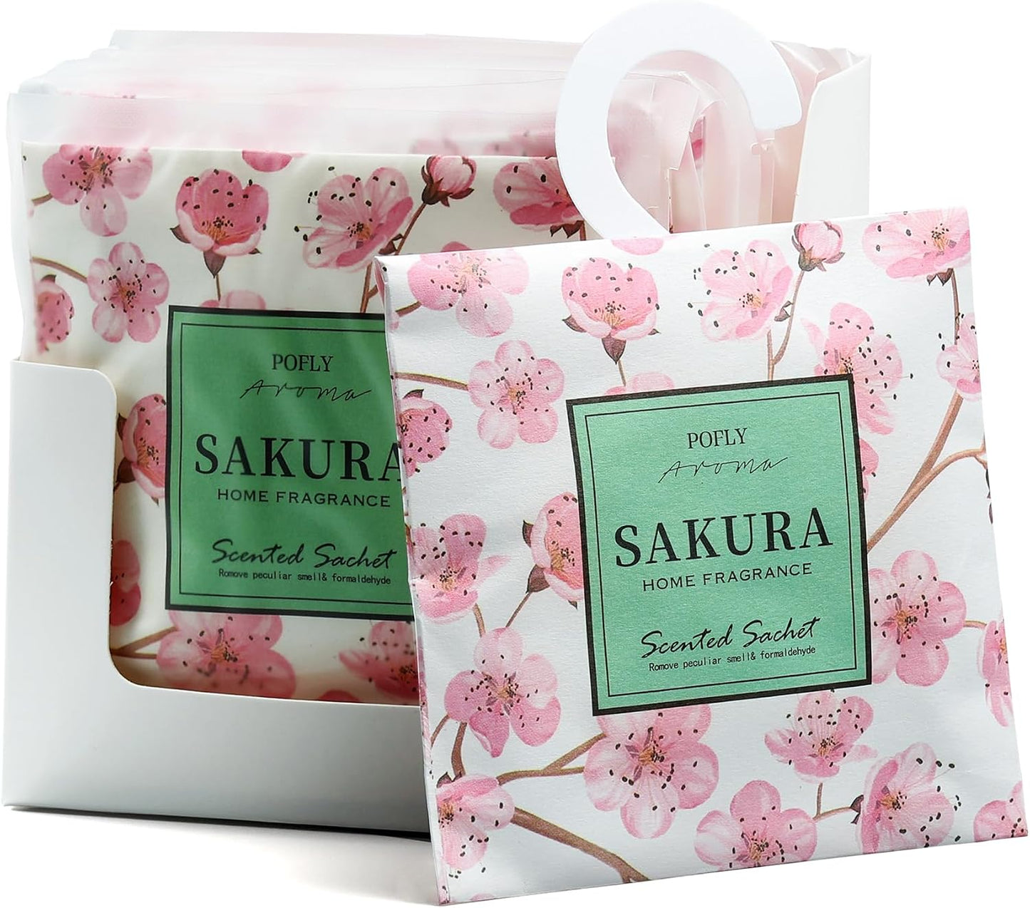 12 Pack Sakura Scented Sachets, Long-Lasting Fresh Scent, Air Freshener for Closet & Drawers, Hanging Deodorizer for Home