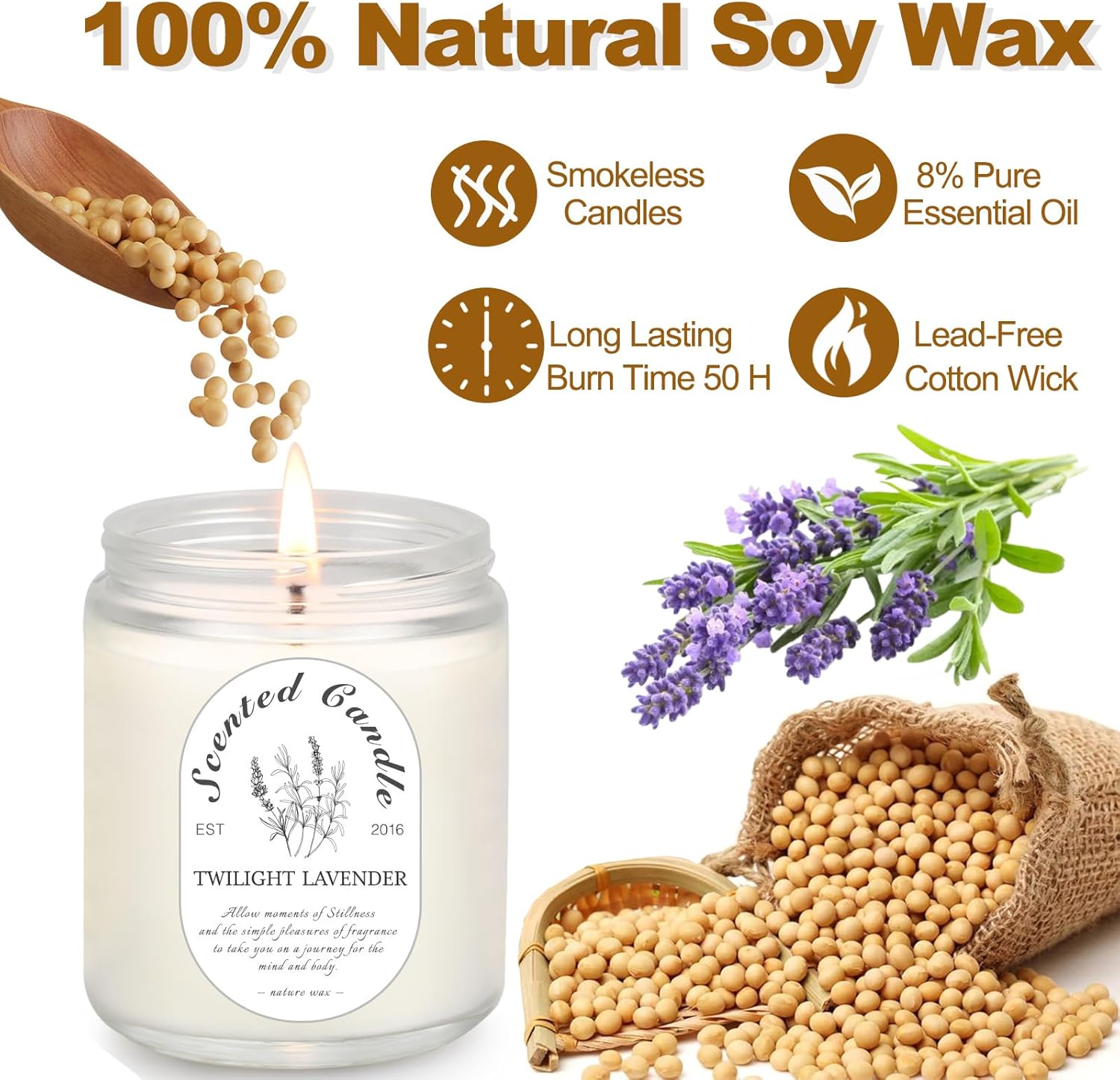 Scented Candle Gift Set, 4 Pack Soy Wax Scented Candles for Home – Lavender, Sage & Ponderosa Pine – Aromatherapy Candles for Relaxation, Stress Relief & Gifts for Women