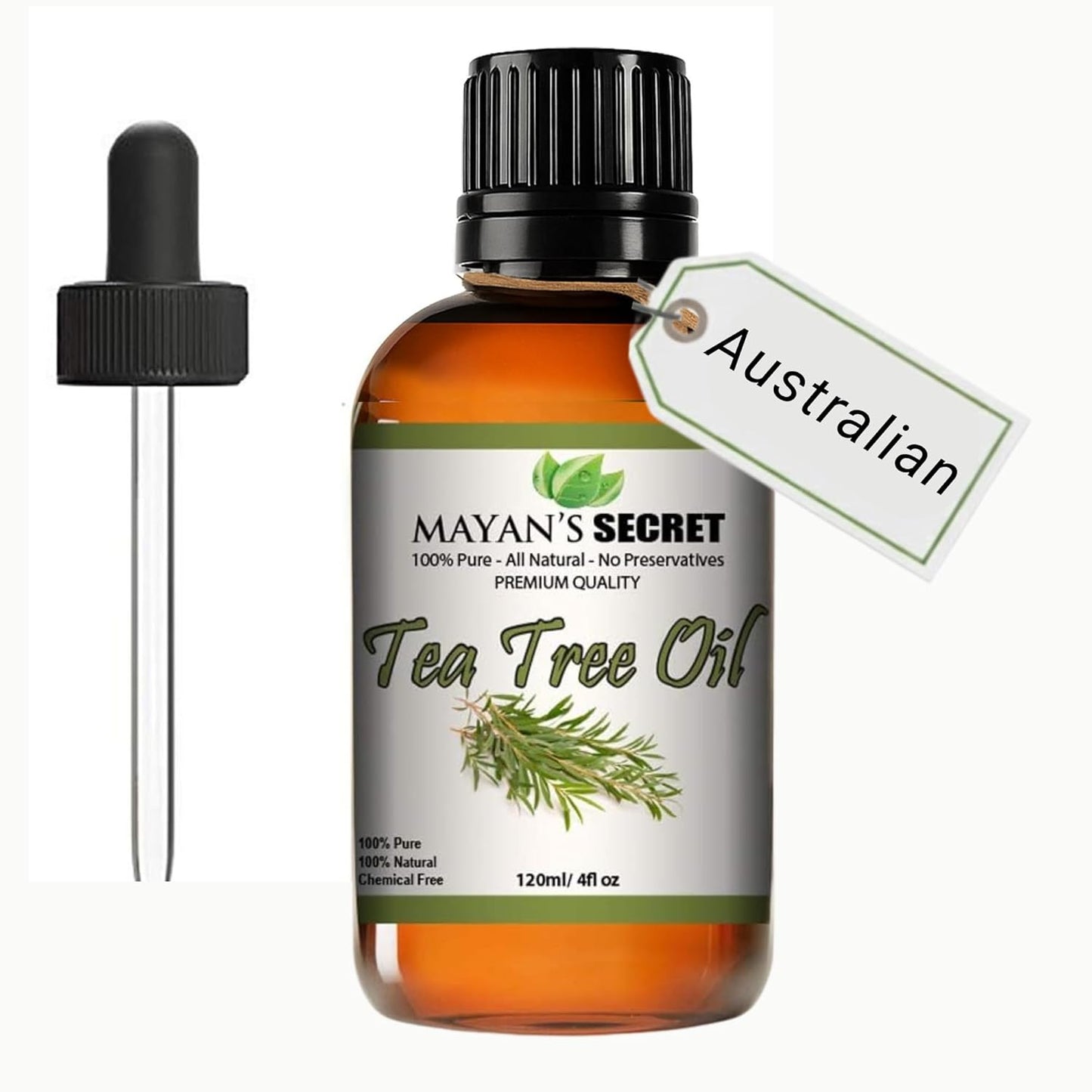 Tea Tree Essential Oil - 100% Pure and Natural Therapeutic Grade Australian Melaleuca Huge 4 oz Glass Bottle