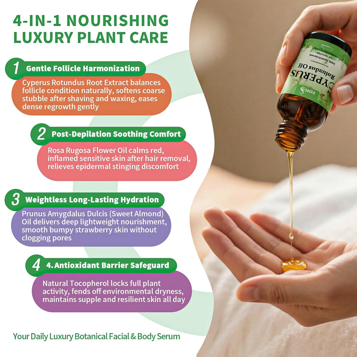 100% Pure Cyperus Rotundus Oil with Sweet Almond & Rosehip