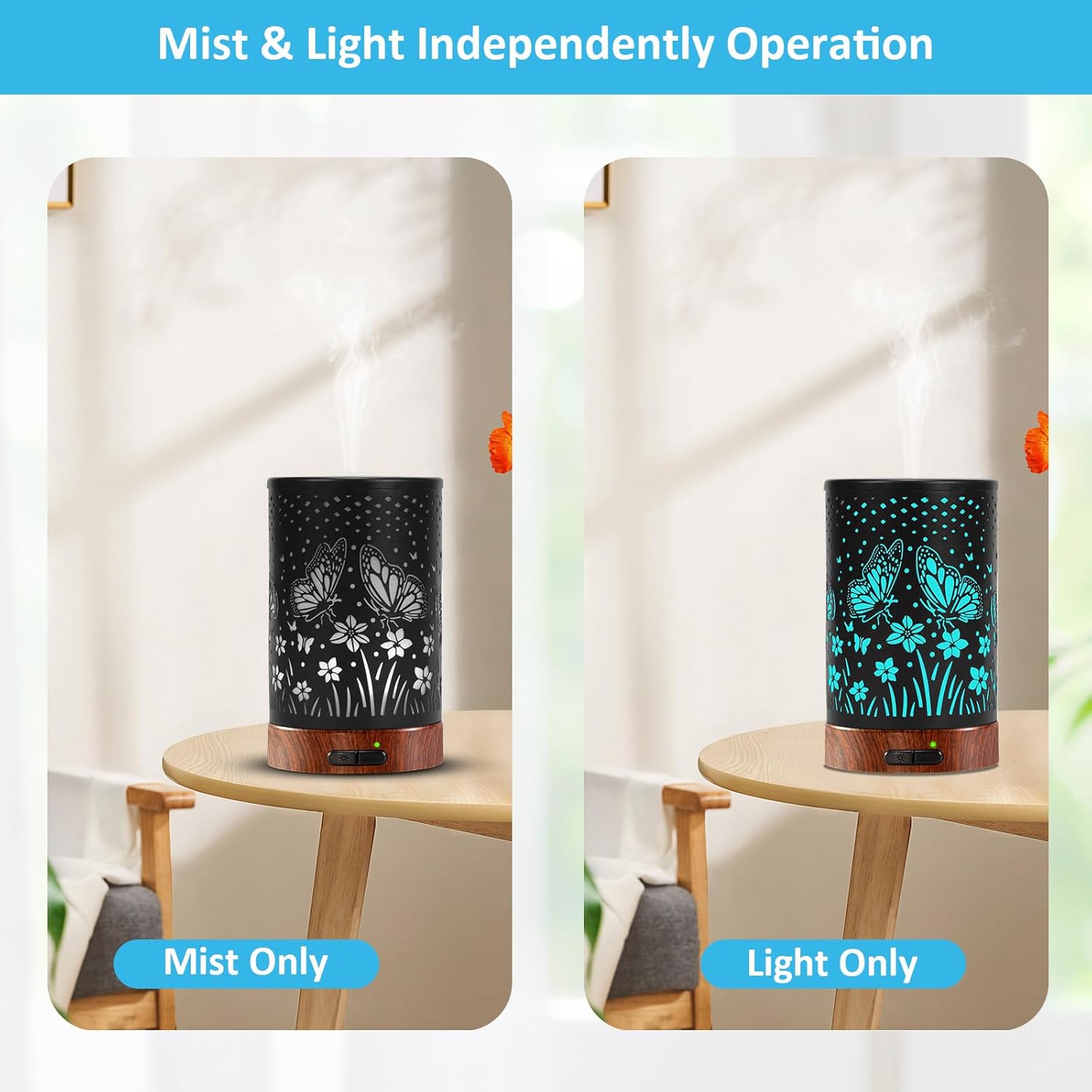 Essential Oil Diffuser - 150ML Metal Aromatherapy Diffuser for Essential Oils with 7 Colors Lights Gifts for Mom Auto Shut-Off & Ultrasonic Cool Mist Diffuser, Ambience for Home