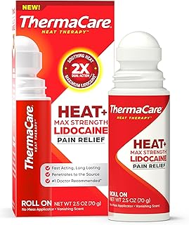 ThermaCare Heat + Max Strength 4% Lidocaine Roll-On - Dual Action Pain Relief for Back, Neck, Muscle, & Joint Pain - Warming Topical Analgesic, No-Mess Roll-On for Daily Pain Relief & Comfort