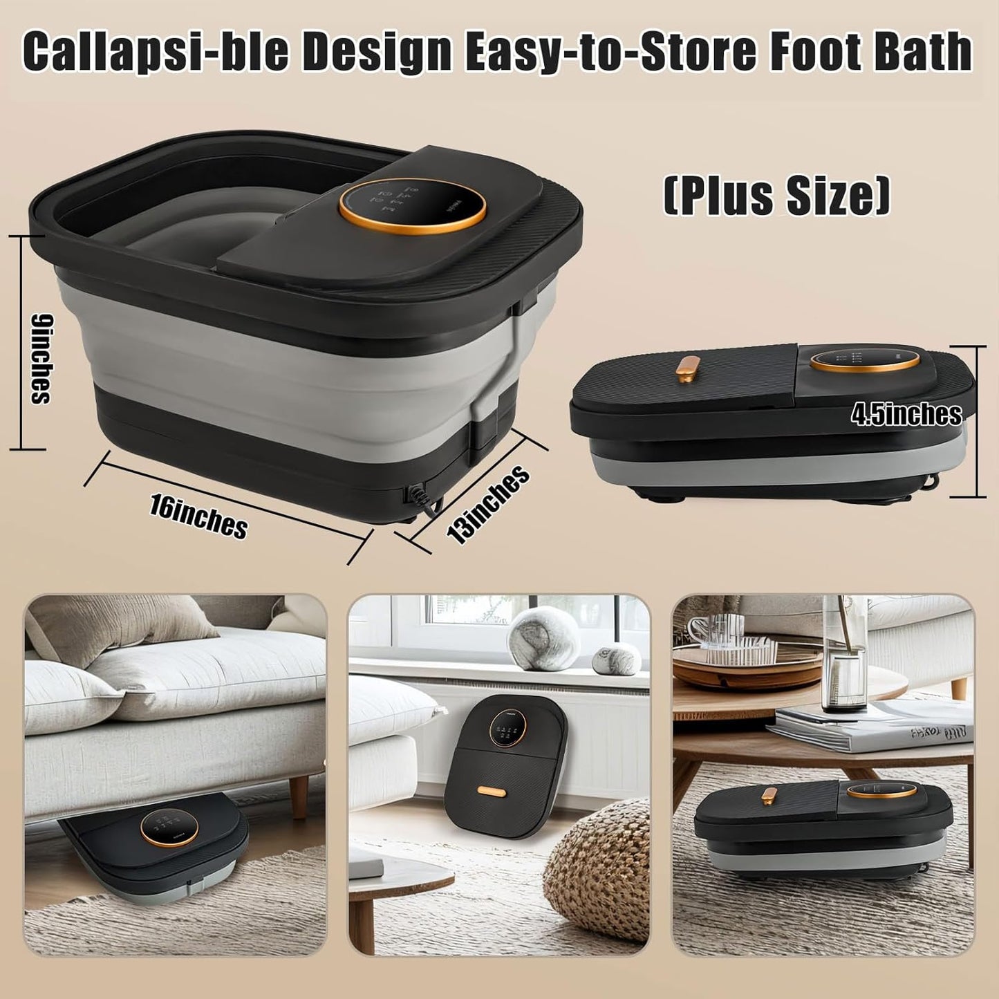 Foot Spa Bath Massager with Heat, Bubble, Temperature Control, Remote Control, Touchscreen, Pumice Stone, Pedicure Foot Spa Gift for Man Women Mother Father (Plus Size)