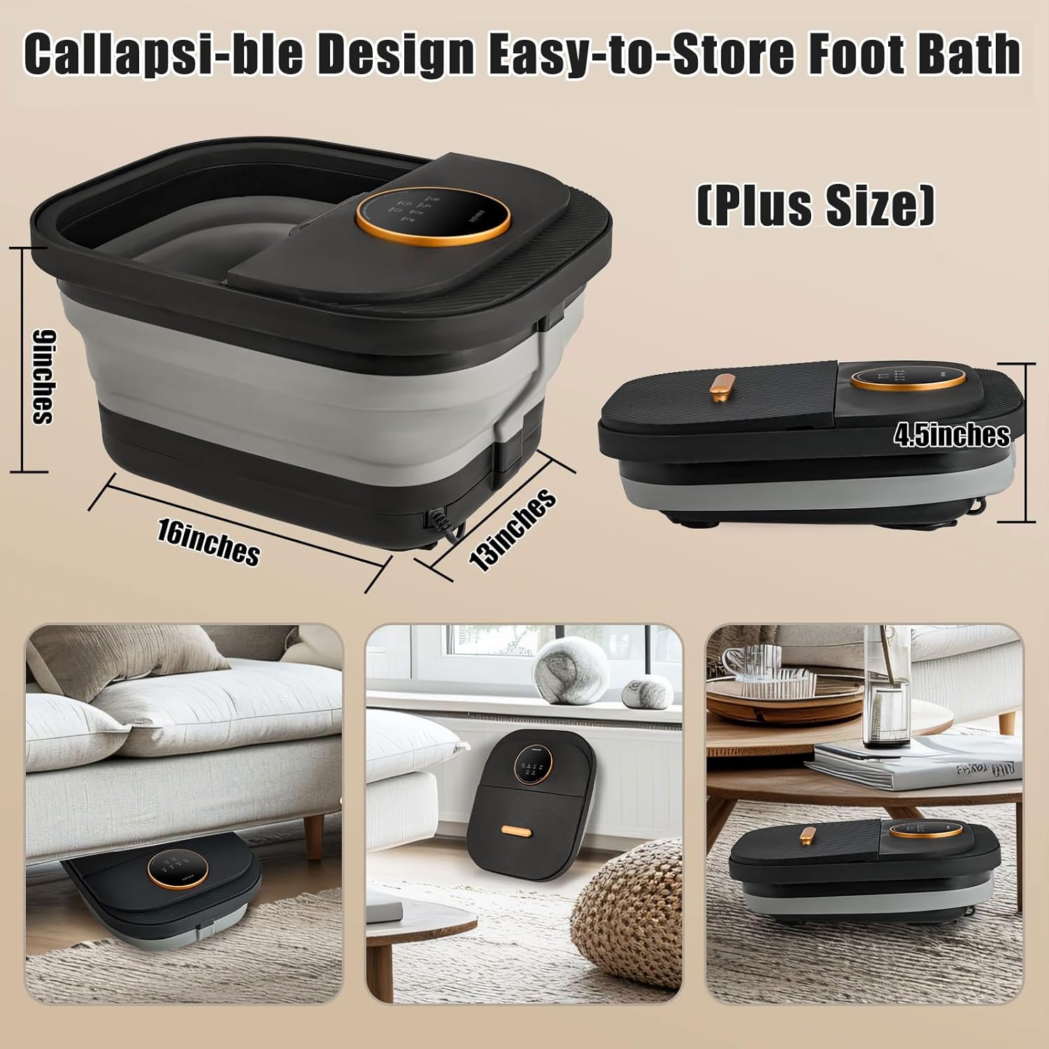 Foot Spa Bath Massager with Heat, Bubble, Temperature Control, Remote Control, Touchscreen, Pumice Stone, Pedicure Foot Spa Gift for Man Women Mother Father (Plus Size)