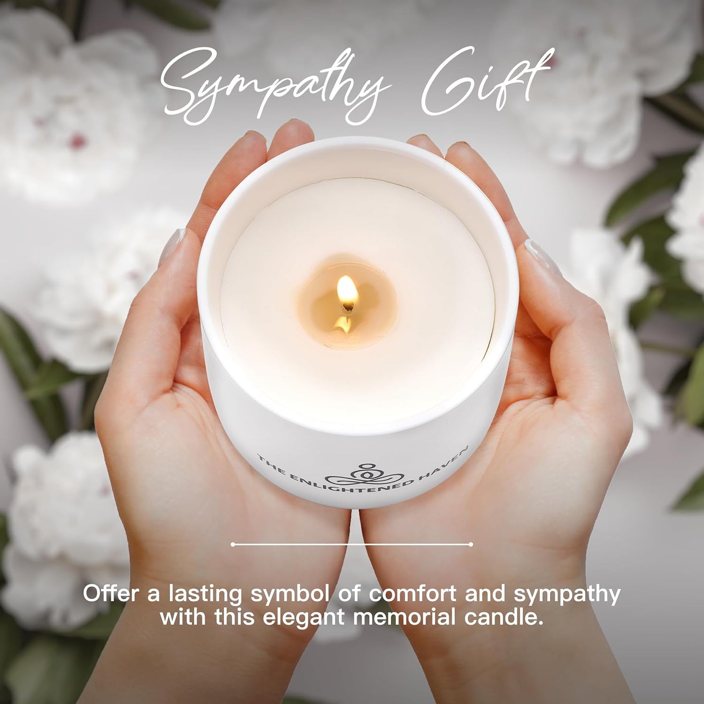 Sympathy Candle for Loss of Loved One - Those We Love Memorial Gifts in White Ceramic Jar - 40 Hour Natural Soy Wax Remembrance Candle - Gardenia Scented Bereavement, Grief & Condolence Present