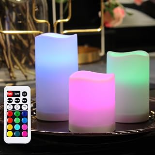 Remote Control flameless LED Candle Light, Outdoor/Indoor Color Changing Plastic Candle, Set of 3 use 3AAA Battery……
