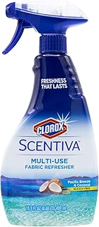 Clorox Scentiva Fabric Refresher Spray, Pacific Breeze and Coconut Scent for Household Fabrics, Odor Refresher for Upholstery, Curtains, Bedding, and Carpets, Non-Bleach, 16.9 Fl Oz
