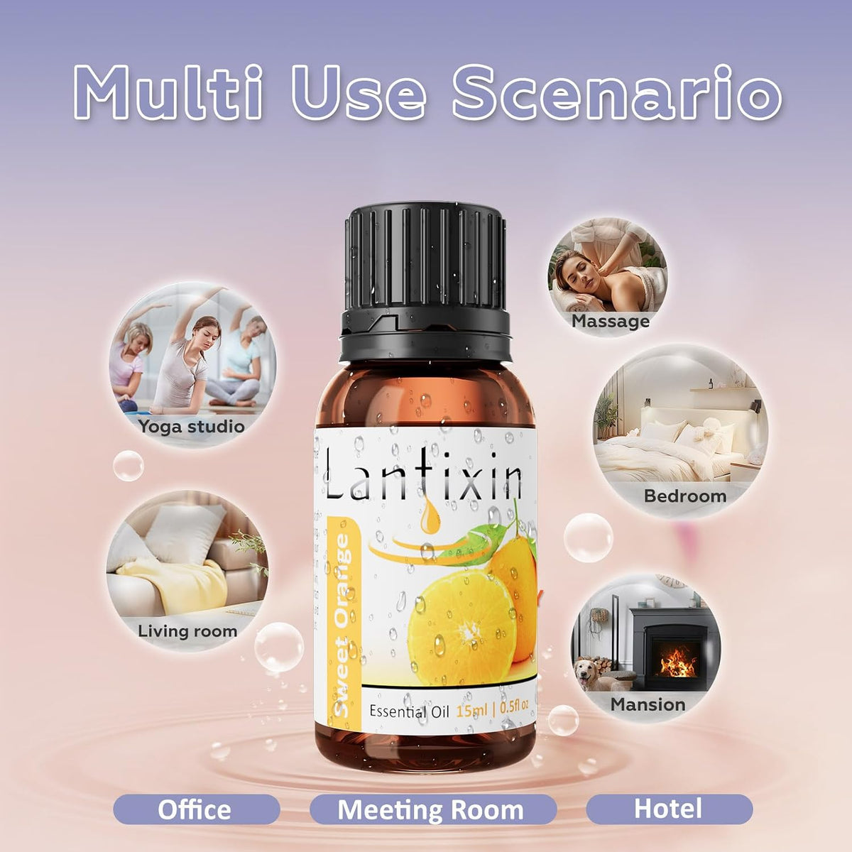 LANTIXIN Sweet Orange Essential Oil Pure Natural Amber Glass Bottle 15ml
