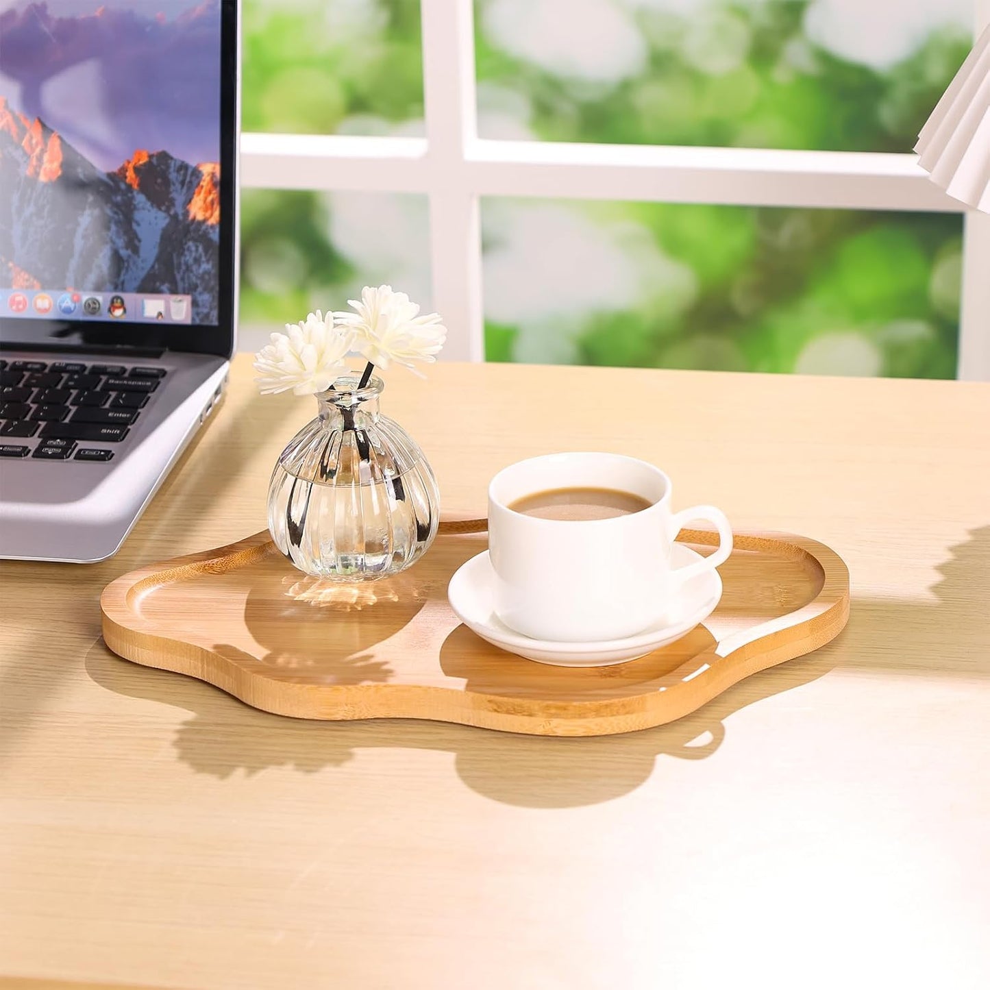 Wood Decorative Serving Tray for Candles Perfume, Cloud Jewelry Tray Trinket Dish, Wooden Trays for Coffee Table Home Decor