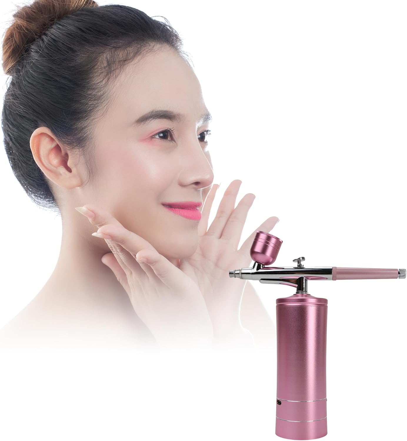 Oxygen Facial Machine – Handheld High Pressure Mist Spray Steamer for Skin Rejuvenation, Deep Cleaning, and Moisturizing – Portable, Rechargeable Airbrush for Home and Beauty Salon Use (Pink)