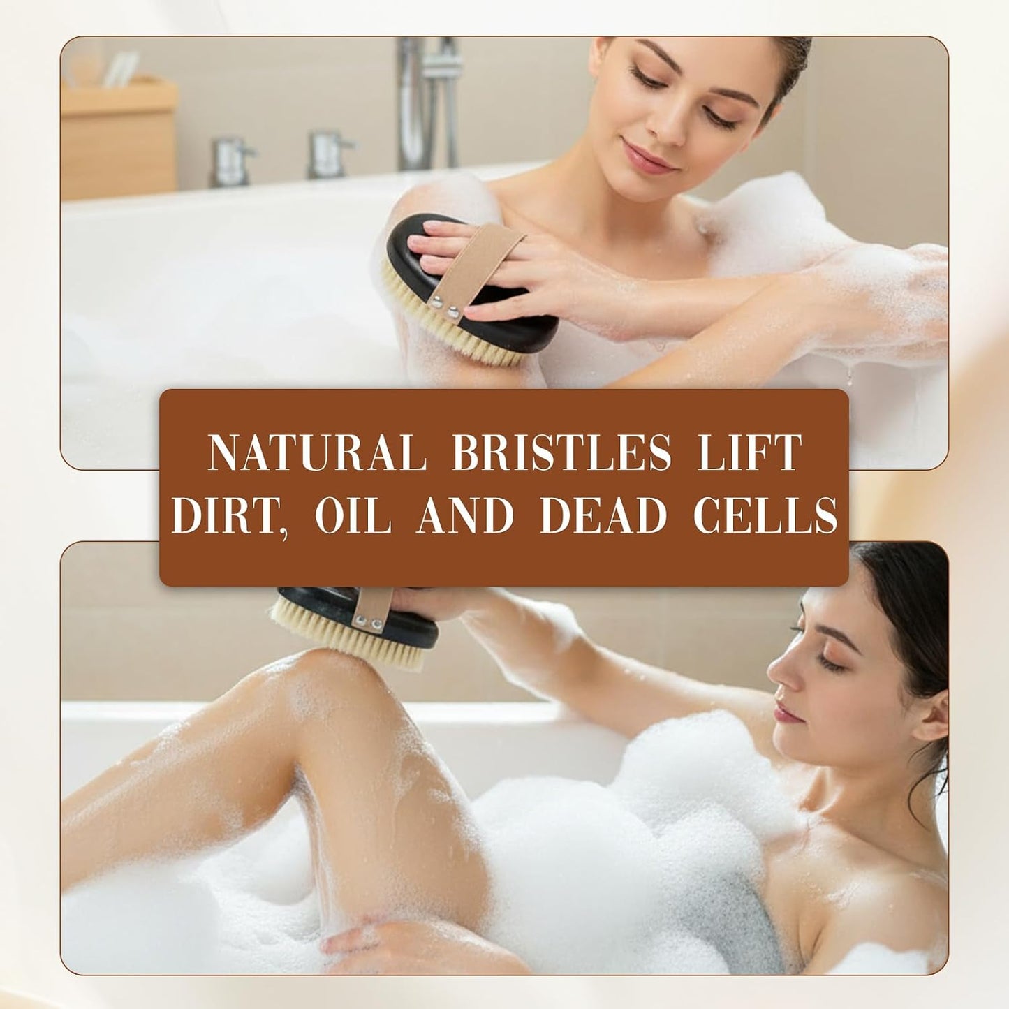 Face Body Scrub Brushes Dry Brushing Body Brush Shower Bath Brush Natural Boar Bristle Dry Brushing Exfoliating for Cleaning Exfoliator Scrubber Women Men