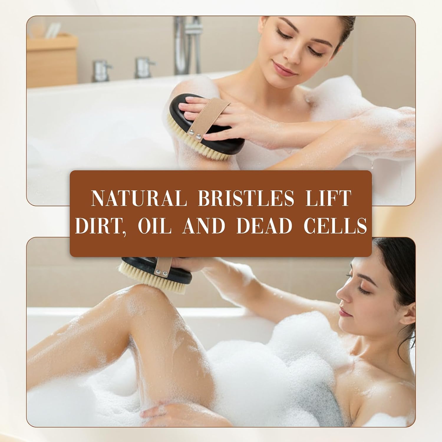 Face Body Scrub Brushes Dry Brushing Body Brush Shower Bath Brush Natural Boar Bristle Dry Brushing Exfoliating for Cleaning Exfoliator Scrubber Women Men