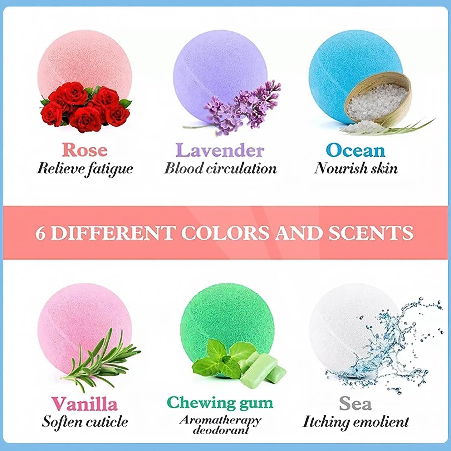WYNK Bath Bombs Gift Set 6 Pack - Individually Wrapped Fizzy Bath Bombs with Floral Scent & Shea Butter for Soft Skin, Non-Staining Relaxing Aromatherapy Spa Bath