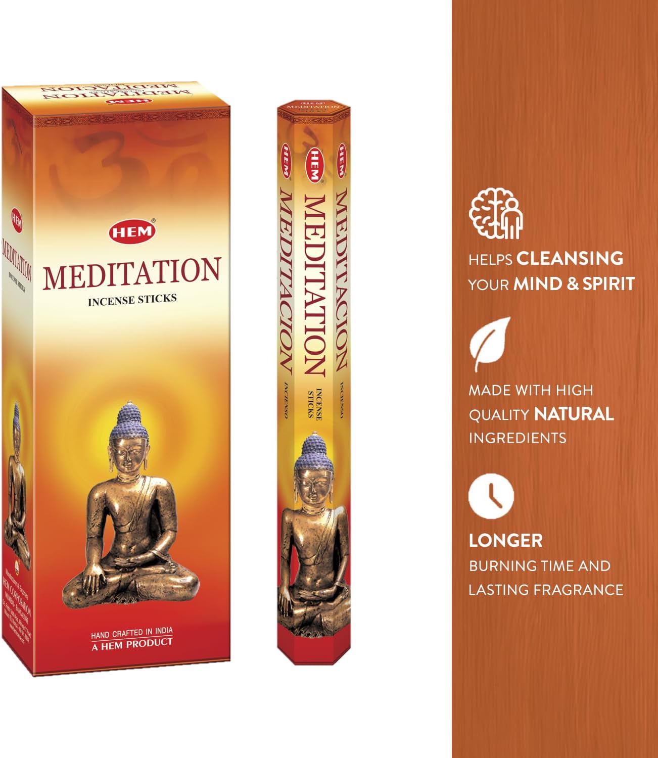 HEM Meditation Incense Sticks - Pack of 6 - 120 count - 301g