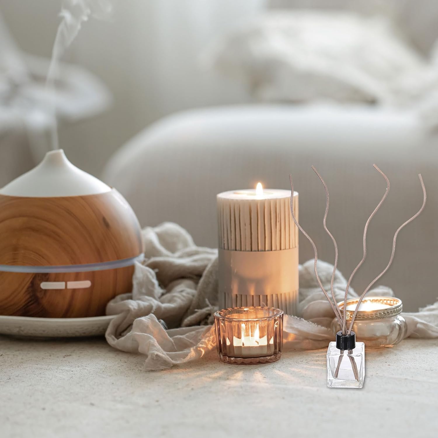 uxcell 20Pcs Wavy Rattan Reed Diffuser Sticks, 28cm/11 Natural Wooden Rattan Fragrance Diffuser Refill Sticks Replacement for Home, Bedroom, Hotel, Office, Bathroom Shelf Decor (Coffee)