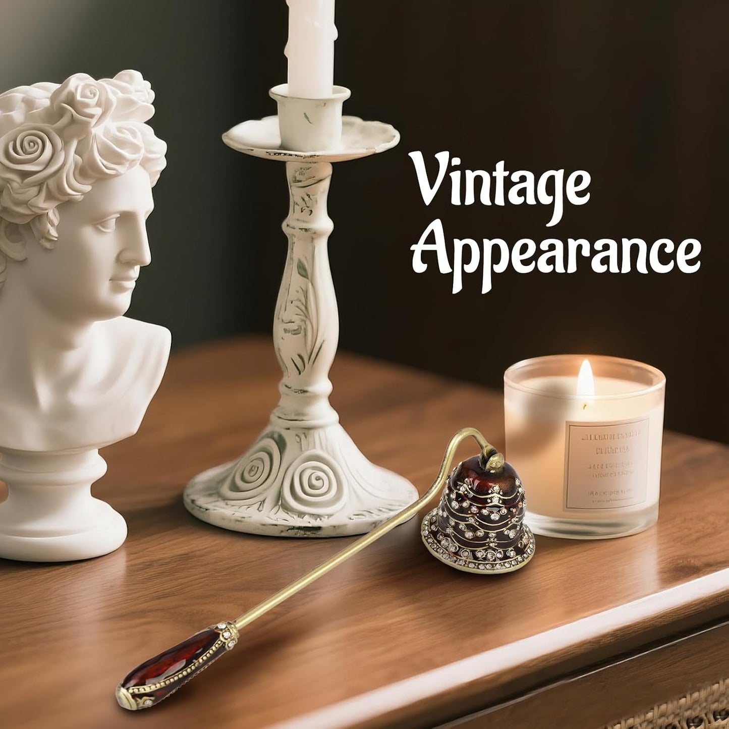Elegant Royal-Style Candle Snuffer with Pearl Inlay, Candlesnuffers Wick Snuffer Candle Accessory for Putting Out Extinguish Candle (Coffee)