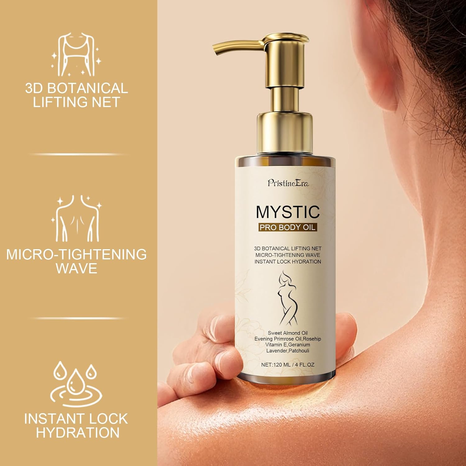 Mystic Body Firming Oil Deep Lasting Hydration and Firming Skin for Full Body Skin Tightening Body Oil After Shower 4.23 fl oz (Lavender)