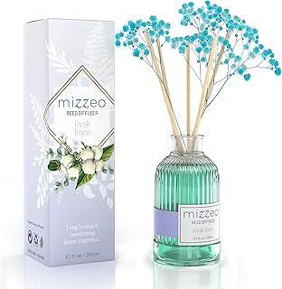 Reed Diffuser Set, Clean Linen 6.76 fl oz Highly Scented Room Diffuser Home Fragrance Essential Oil Reed Flower Diffuser, House Bedroom Office Decor & Gifts