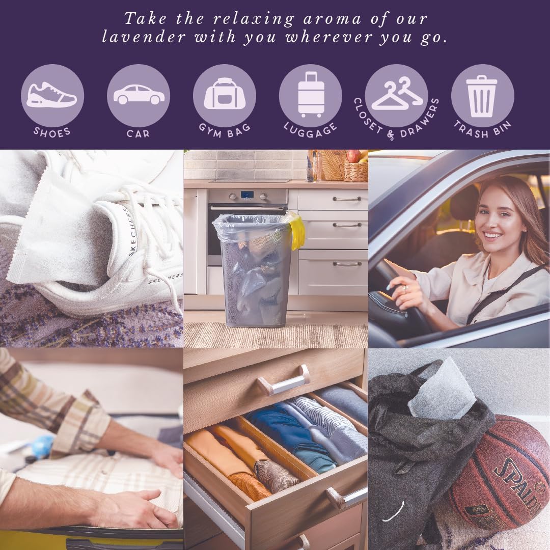 Lavender Dryer Sachets 6-Pack, Reusable Laundry Freshener, Real Lavender | Keeps laundry and linens naturally fresh with reusable lavender sachets for dryers and closets.