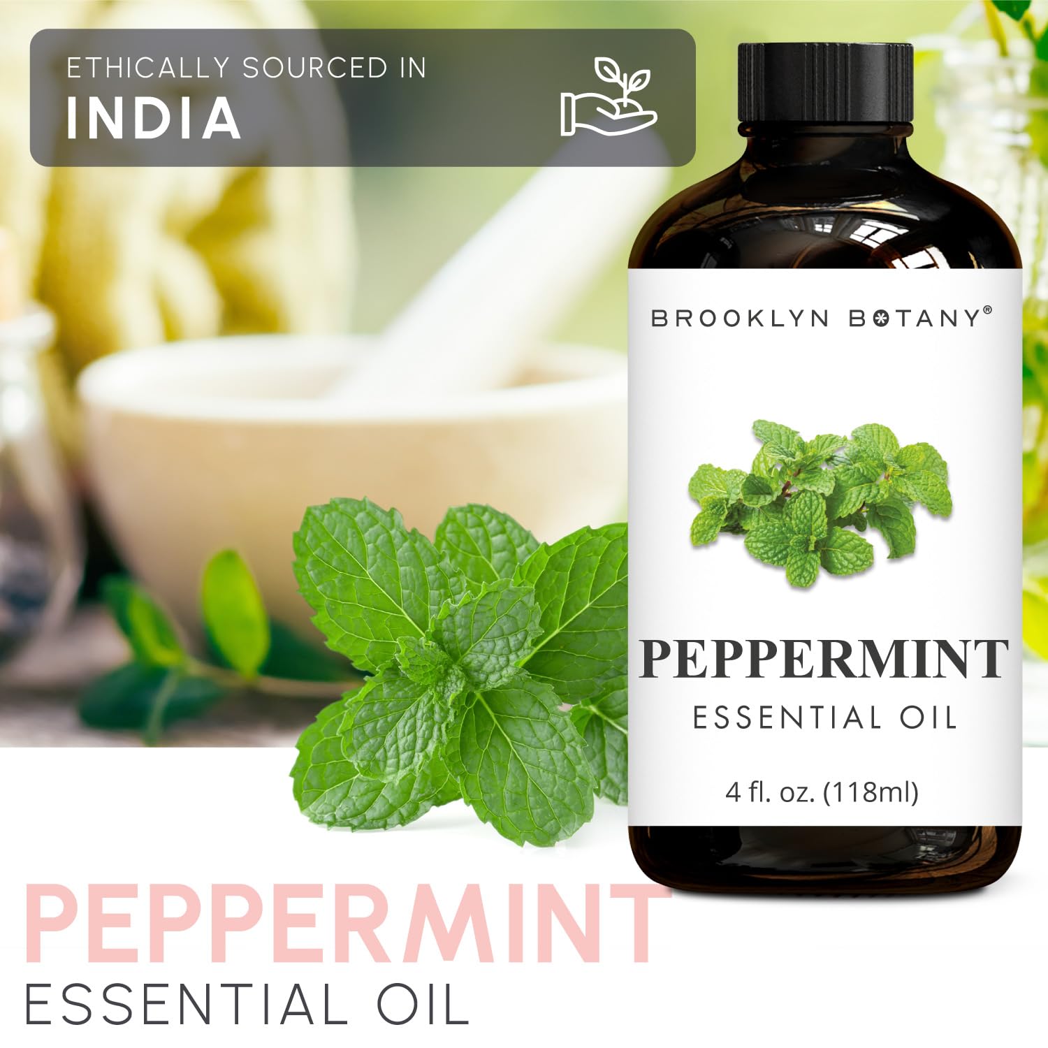 Brooklyn Botany Peppermint & Eucalyptus Essential Oils – 4 Fl Oz (Pack of 2) – 100% Pure & Natural – Premium Grade Aromatherapy Oils – Sinus Relief Blend
