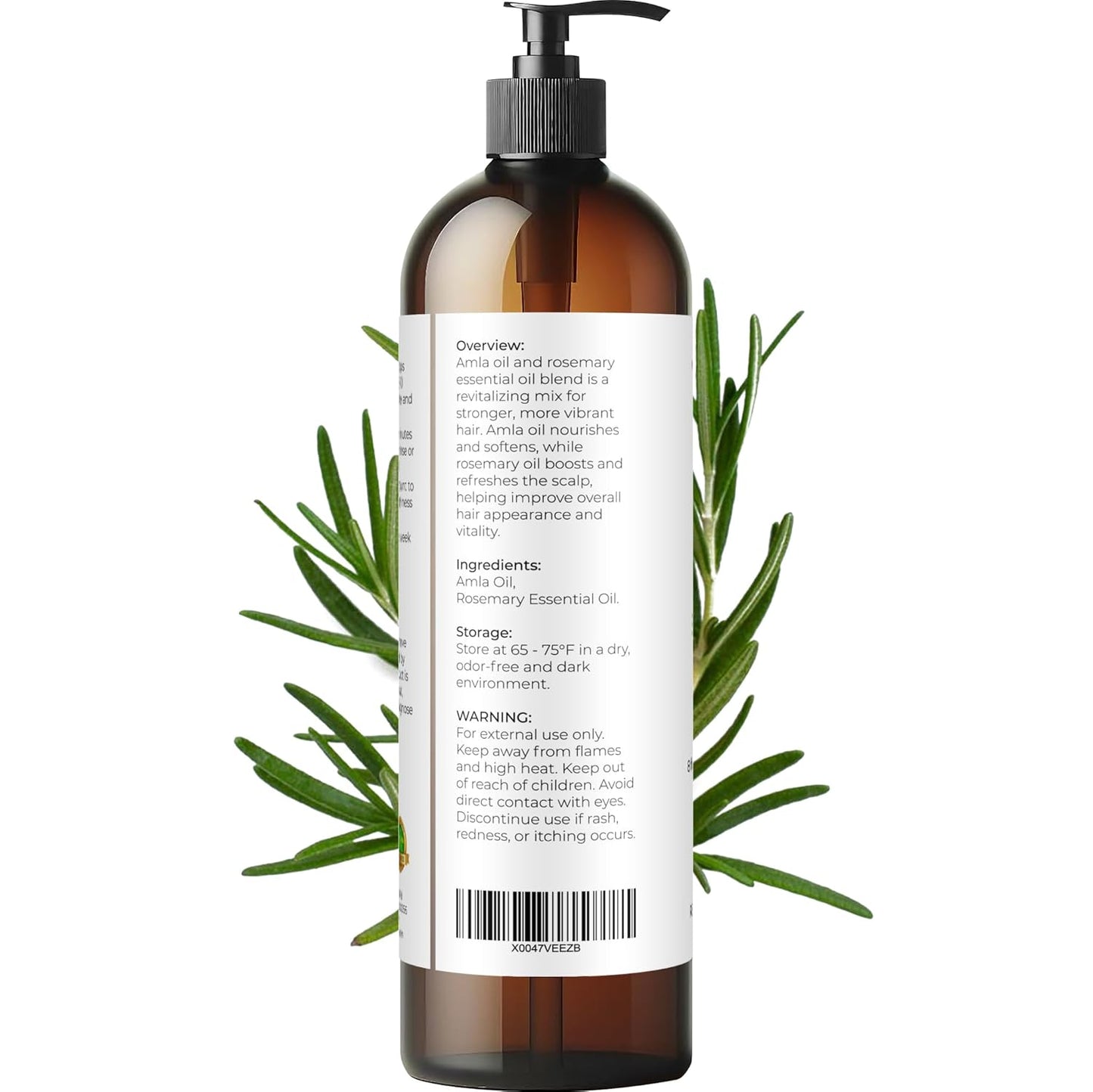 velona Organic Amla Oil with Rosemary - 8 oz | Promoting Hair, Scalp, Eyelash and Eyebrow Growth | 100% Natural and Pure
