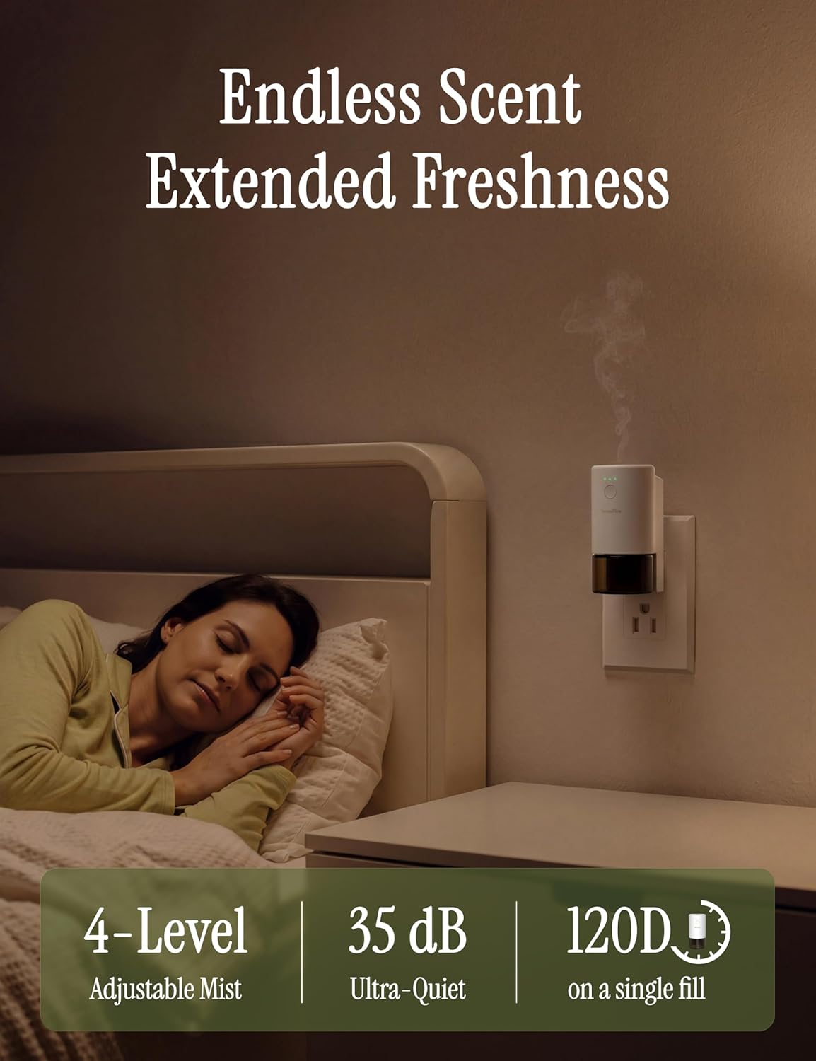Essential Oil Diffuser for Home, Waterless Aromatherapy Diffuser SF101 Pro, Plug in Room Scent with 120-Day Natural Aroma, Covers 1000 Sq Ft – Free 30ml Blue Gum Eucalyptus