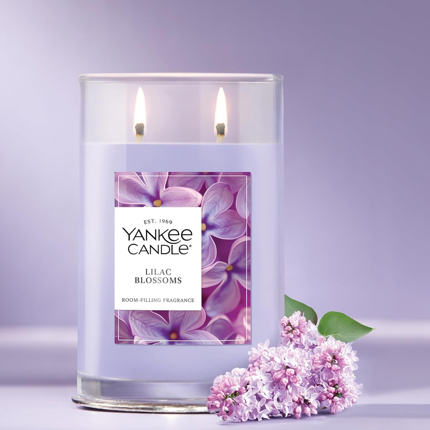 Yankee Candle Large Tumbler Scented Candle with up to 80 Hour Burn Time, Premium Plant Wax Blend for Consistent Burn, 20 oz Tumbler Candle with Room Filling Fragrance, Lilac Blossoms