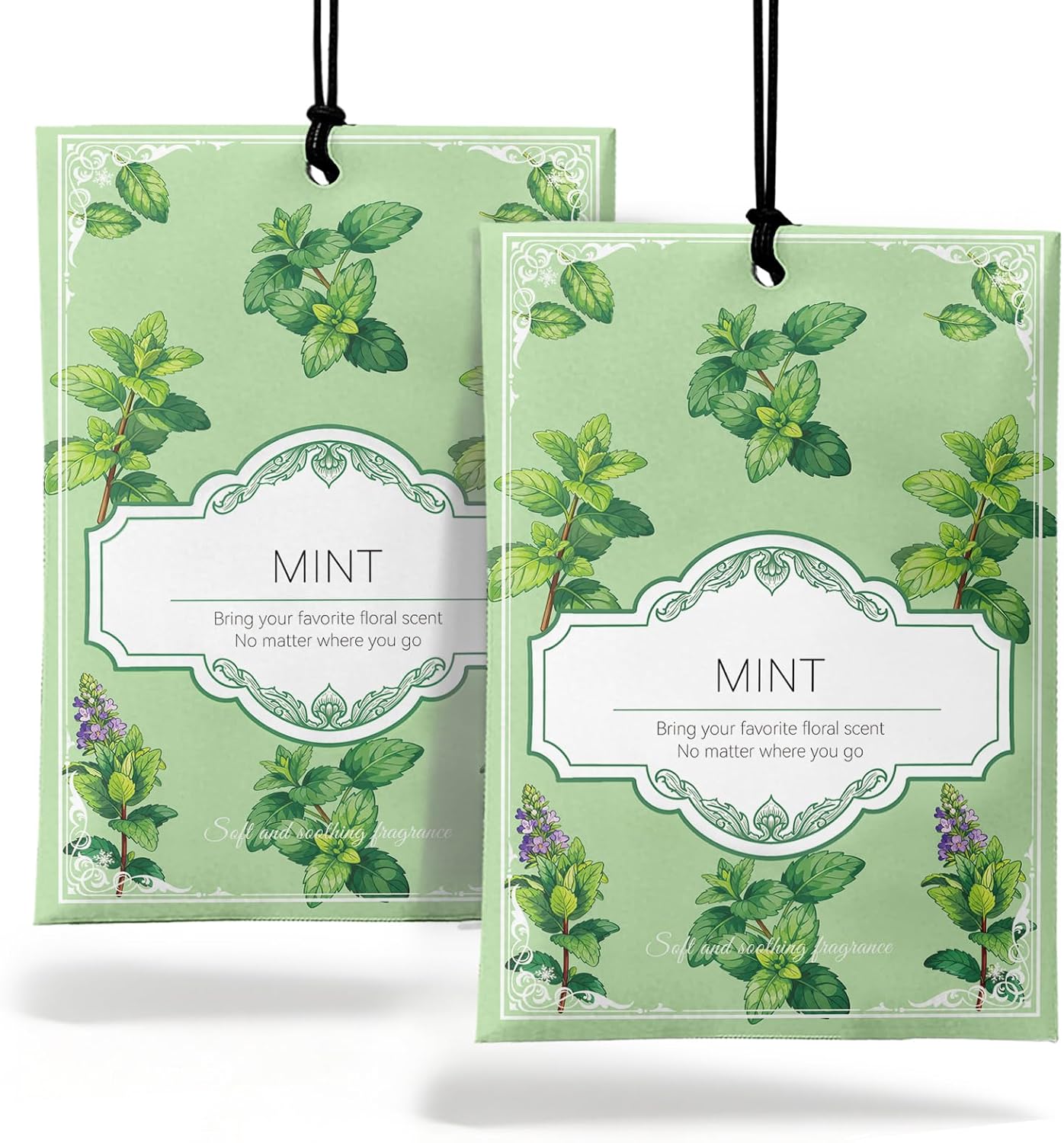 Mint Sachets for Drawers and Closets - 2 Pack Long Lasting，Air Freshener Sachets Odor Eliminator Bags, Natural Fresh Scent for Wardrobe, Car & Home