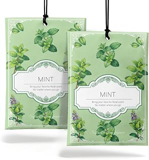 Mint Sachets for Drawers and Closets - 2 Pack Long Lasting，Air Freshener Sachets Odor Eliminator Bags, Natural Fresh Scent for Wardrobe, Car & Home