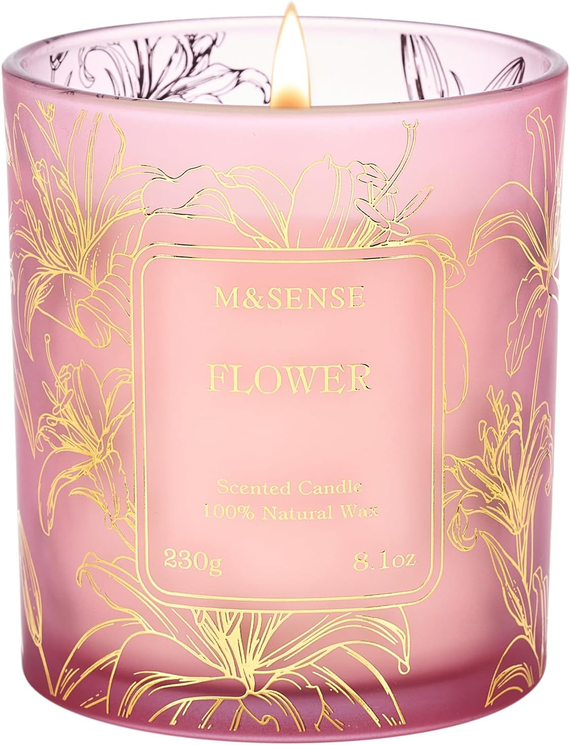 M&SENSE Floral Scented Natural Soy Candles, Romantic Flower Stress Relief Aromatherapy Candle for Women, 8.1oz 42-Hour Non Toxic Natural Candle Gifts for Women