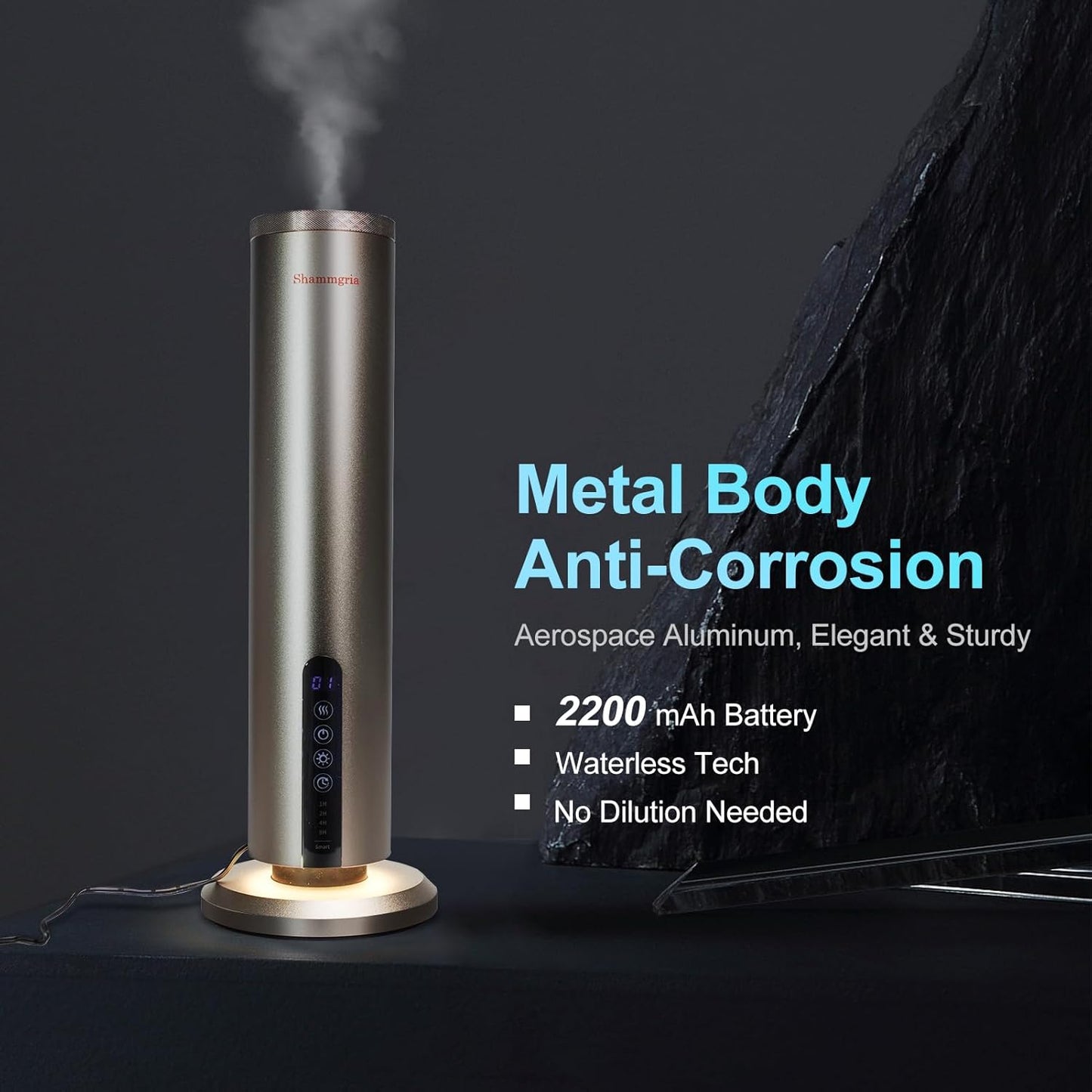 Waterless Hotel Scent Diffuser Waterless Essential Oil Aromatherapy Diffuser with Timer, 1500 Sq Ft Coverage Fit for Home, Office, Large Space, Bedroom & Spa-Champagne
