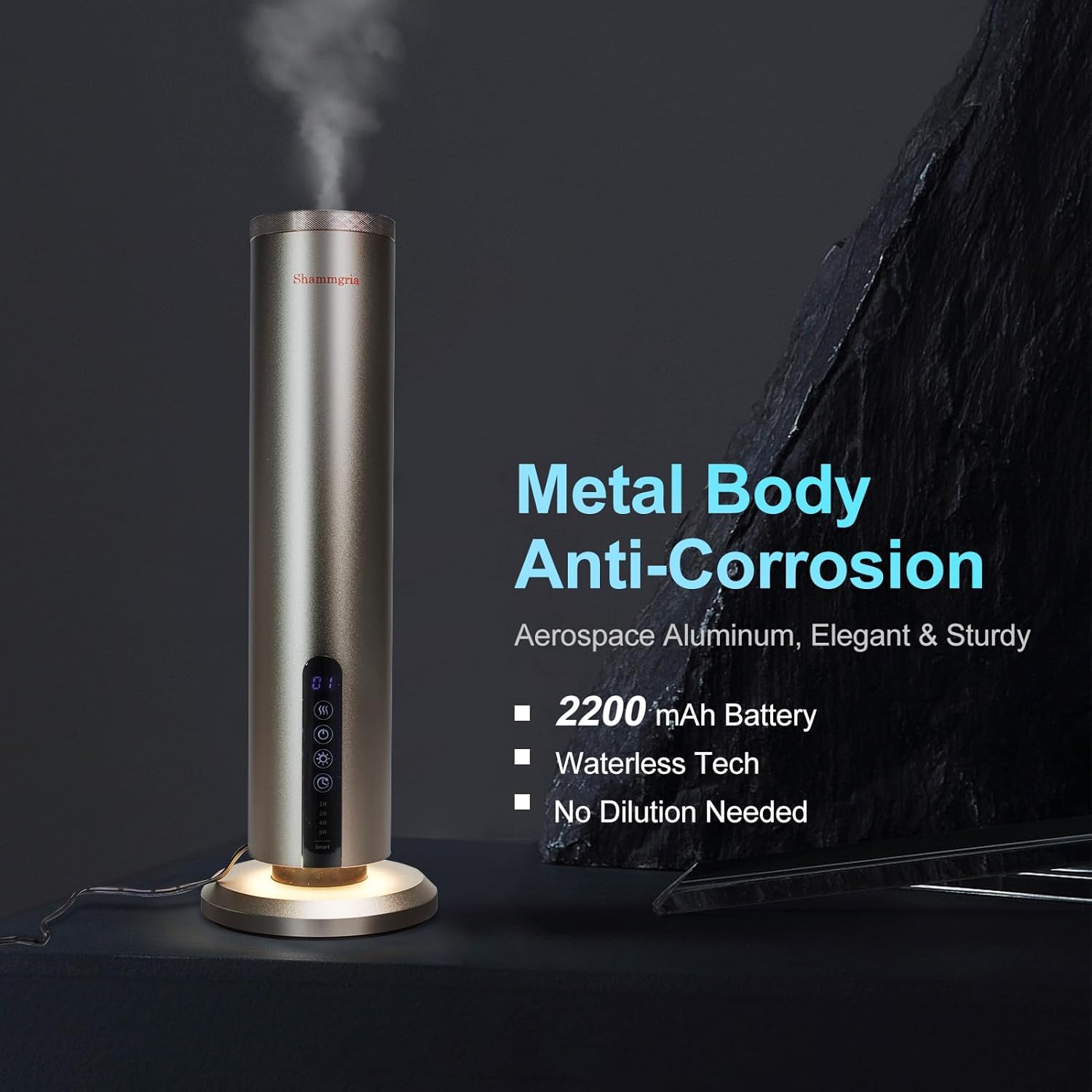 Waterless Hotel Scent Diffuser Waterless Essential Oil Aromatherapy Diffuser with Timer, 1500 Sq Ft Coverage Fit for Home, Office, Large Space, Bedroom & Spa-Champagne