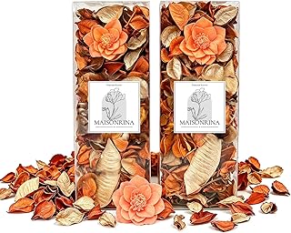 Potpourri Bags,Orange Scented Potpourri Bowl Filler, Decorative Dried Flower, Farmhouse Bathroom Vase Decor(10.5 oz/2 Packs)