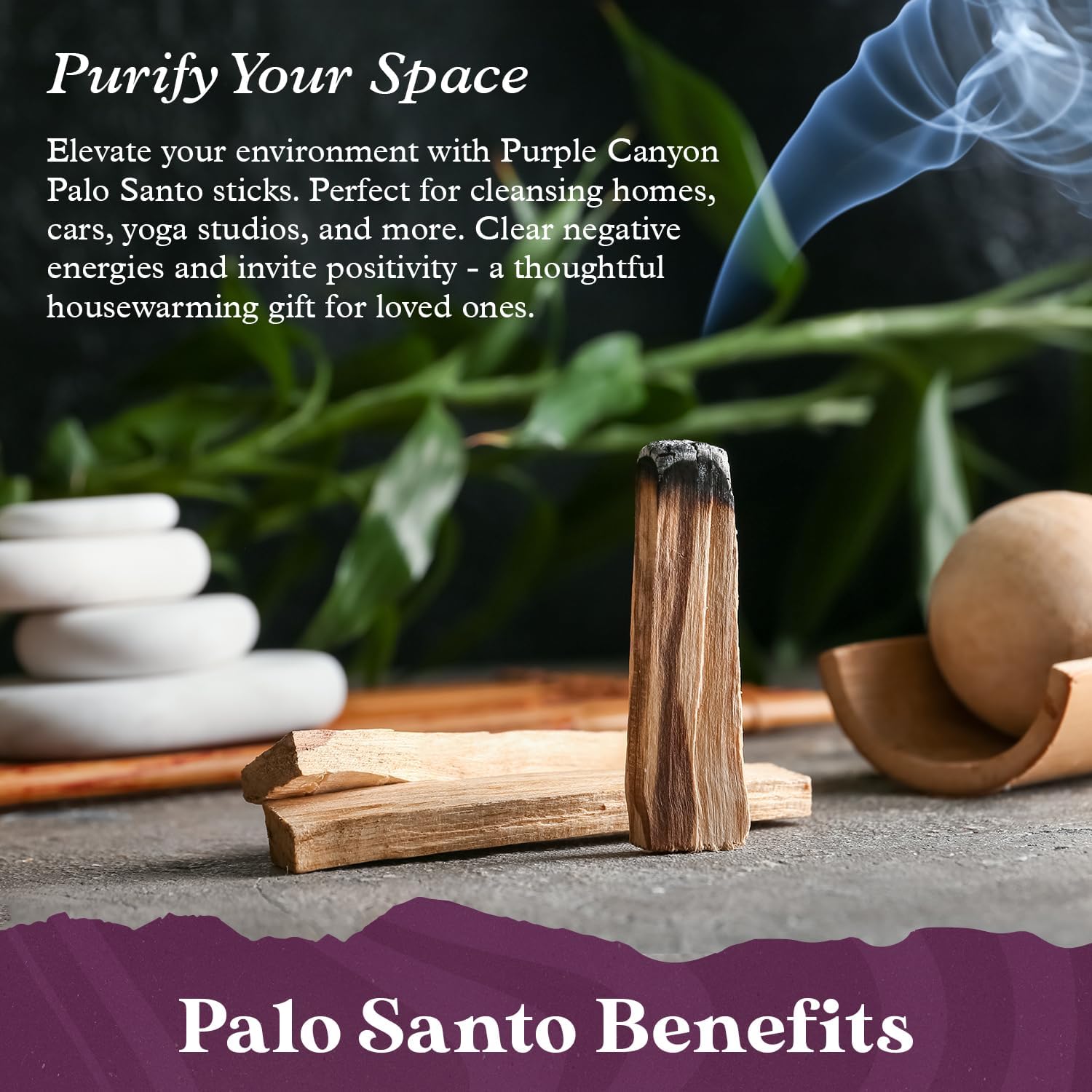 Purple Canyon Palo Santo Incense Sticks - 12 Pack | Sustainably Harvested Natural Incense for Smudging, Meditation, Cleansing, and Stress Relief