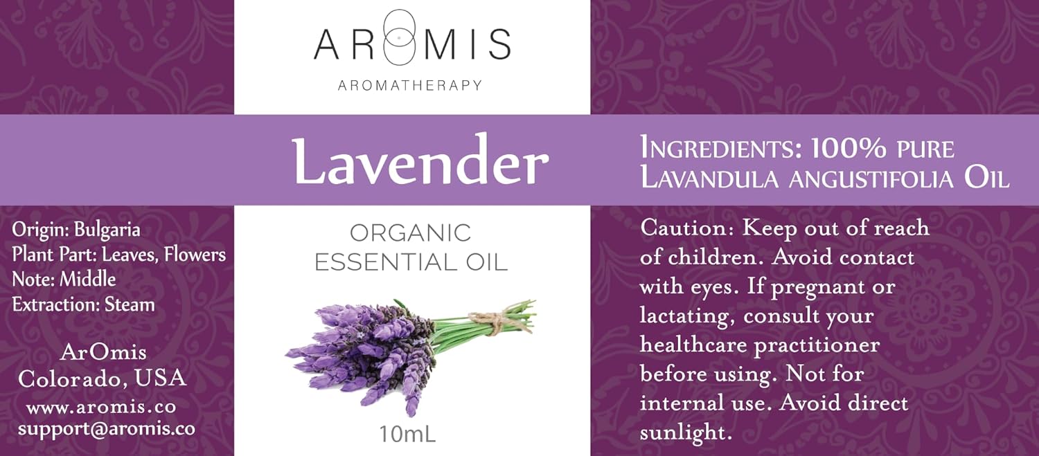 ArOmis Organic Lavender Essential Oil - Therapeutic Grade - 30ml (1 Fl Oz) 100% Pure, Premium, Undiluted, Oils Perfect for Aromatherapy Diffuser