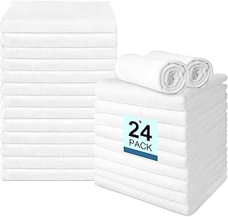 UNIMADE 24 Pack Hand Towels Set - Highly Absorbent and Quick Drying Microfiber Gym Towels, Premium Wash Cloths for Bathroom, Salon, Gym, Shower, Hotel, and Spa - 16x27 inch (White)