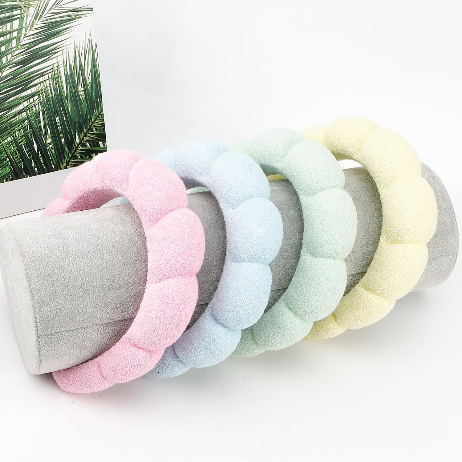 Canitor 4 PCS Spa Headband for Washing Face, Facial Skincare, Terry Cloth Sponge Makeup, Puffy Face Wash for Mask Skin Treatment - Teen Girl Trendy Stuff Christmas Gifts