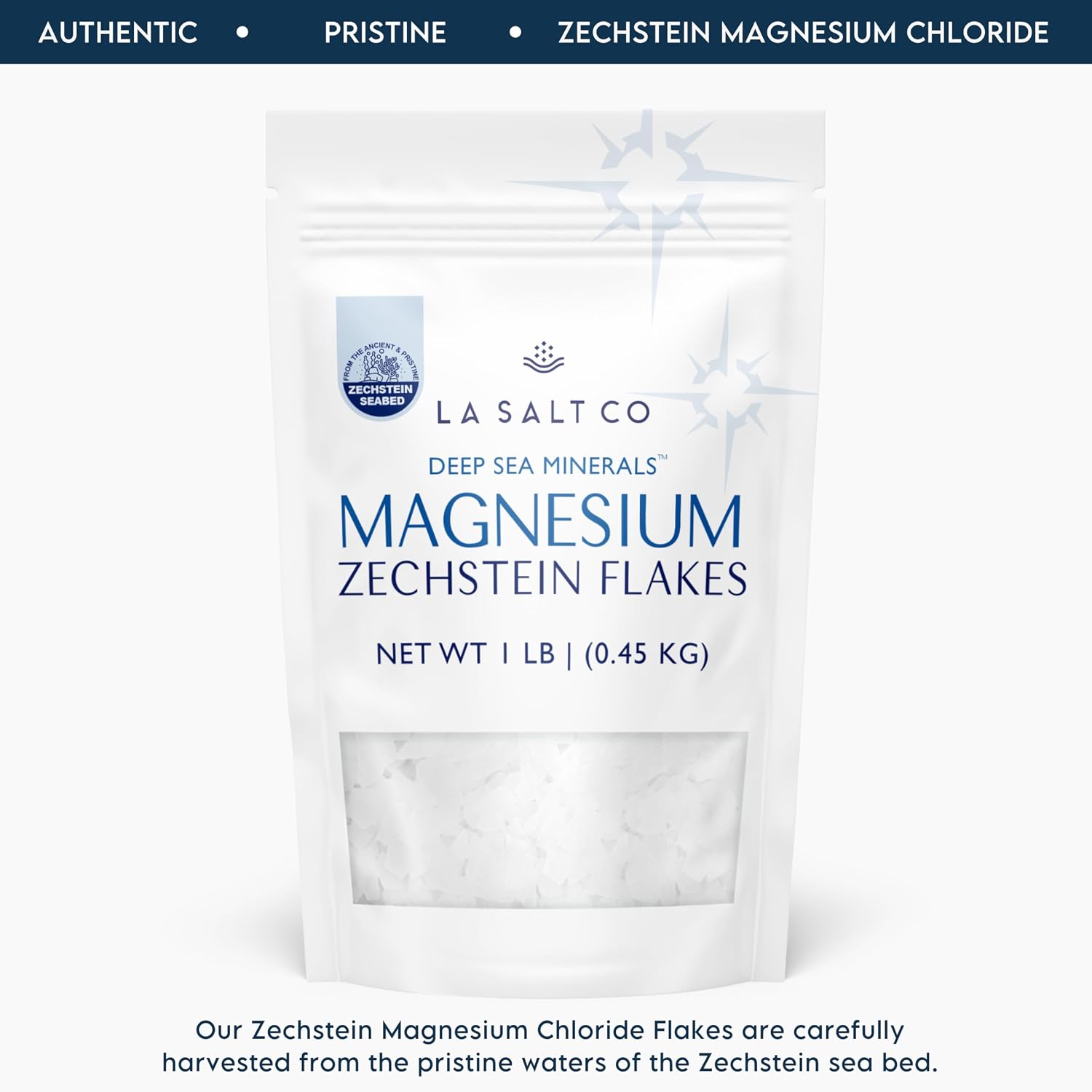LA SALT CO Deep Sea Minerals Magnesium Bath Flakes, Zechstein Inside, Natural Bathing Alternative to Epsom Salt | Fast Absorbing Body & Foot Bath Soak for Relaxation & Muscle Relief | 1 LB