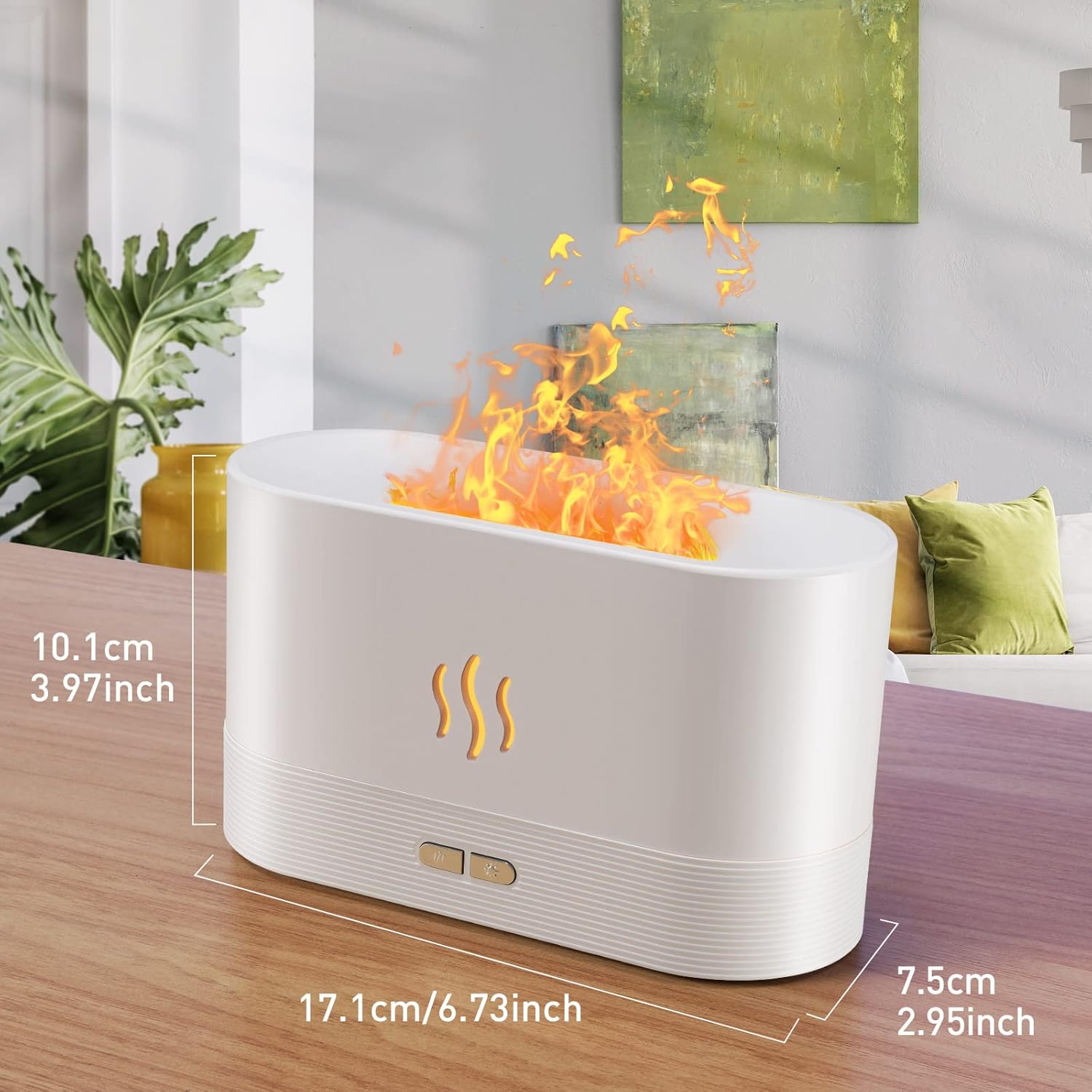 Essential Oil Diffuser, Flame Oil Diffuser - Aromatherapy Aroma Humidifier, Upgrade 7 Colors Noiseless - Perfect for Bedroom Home Office (180ml Classic Flame, White)