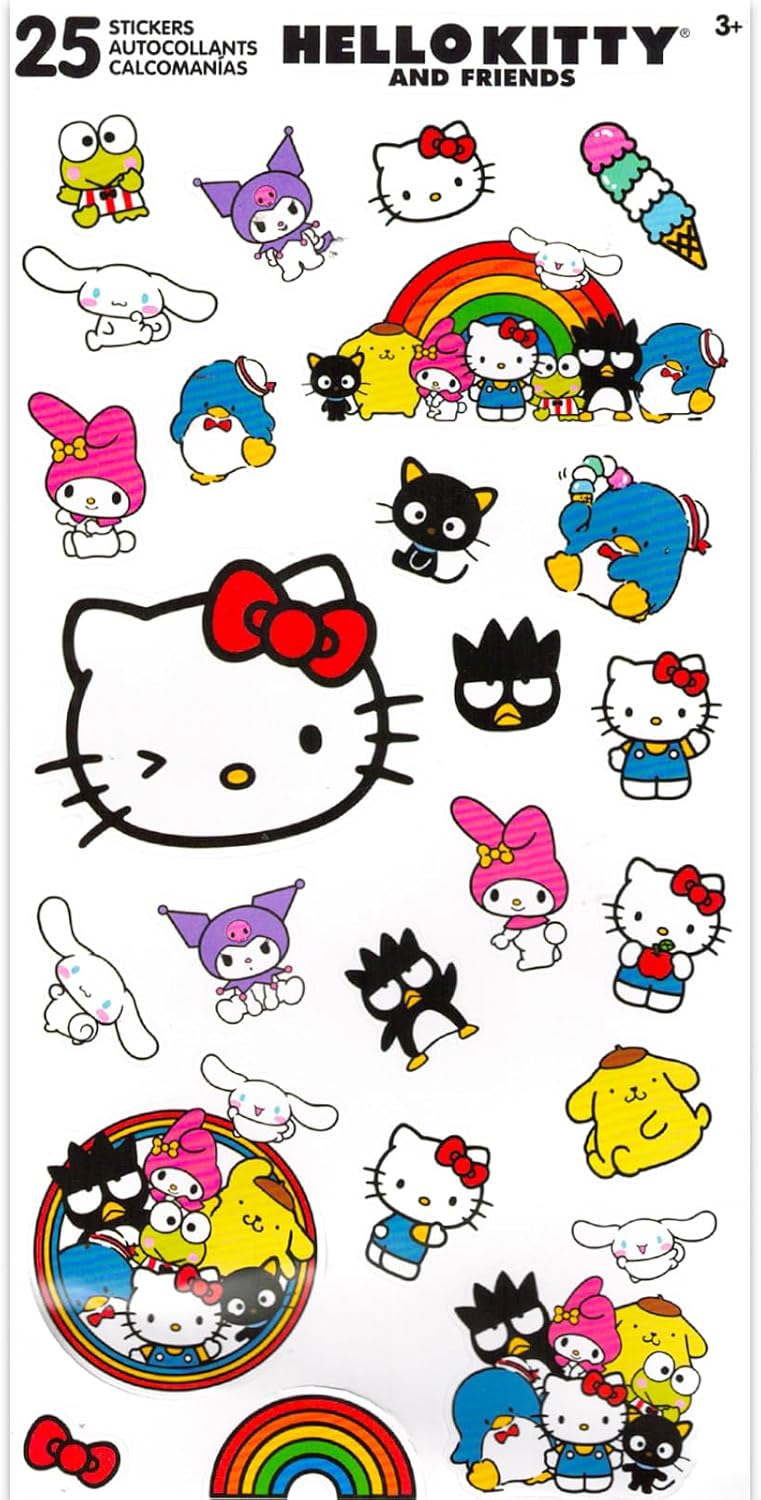 The Crème Shop x Hello Kitty Bath Fizzies for Kids - Bundle with 11 Scented Mini Bath Bombs in Collectible Jar Plus Stickers, More | The Crème Shop x Hello Kitty Bathroom Set for Kids, Teens, Adults
