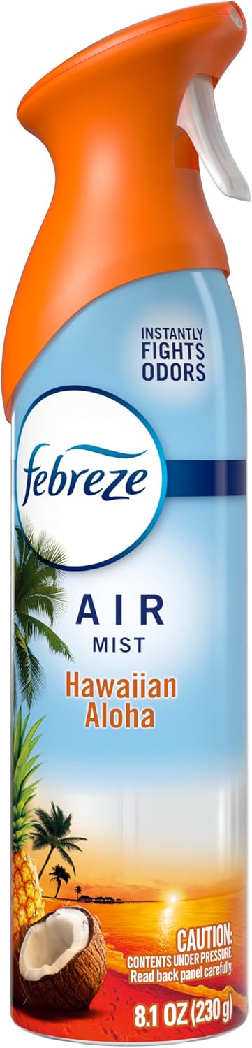 Febreze Air Mist, Air Freshener Spray, Odor Fighting Room Spray, Deodorizer for Home Bathroom Kitchen Office Apartment Dorm Room Classroom, Hawaiian Aloha, 8.1oz, 6ct
