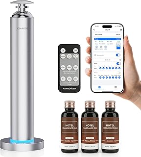 Waterless Aroma Diffuser, 8000mAh Battery Scent Air Machine for Large Room up to 1500 Sq Ft, Cold Air Diffusion Essential Oil Diffuser with App & Remote Control, Quiet Design for Home, Office, Hotel