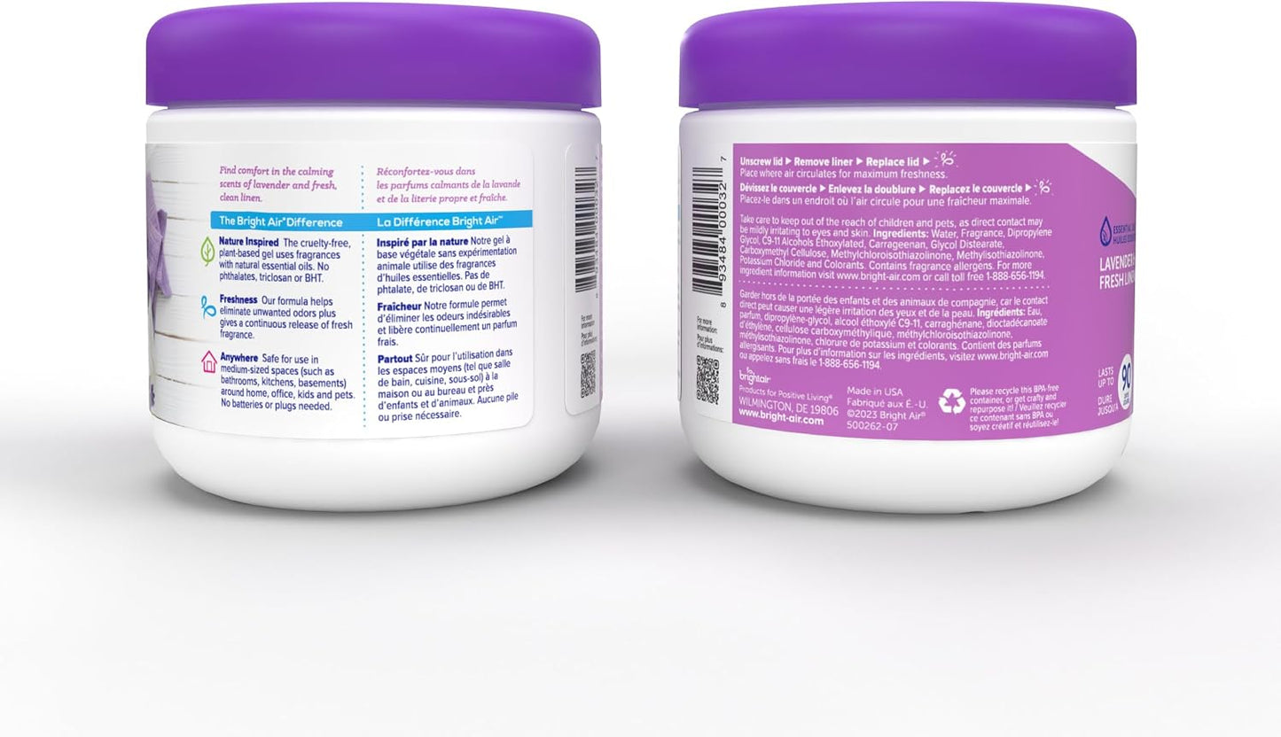 Bright Air 14 oz. Super Odor Eliminator, For Medium-Size Spaces, Lavender & Fresh Linen Scent, Case of 6, Odor Eliminator & Air Freshener, Natural Essential Oils, Lasts Up to 90 Days Each