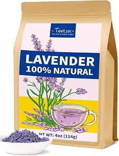 TeeLux Lavender Flowers Tea, Dried Lavender Buds for Drinks, Baking, DIY Beauty, Crafts, Sachets, Delightful Aroma, Caffeine-free, 114g/4oz
