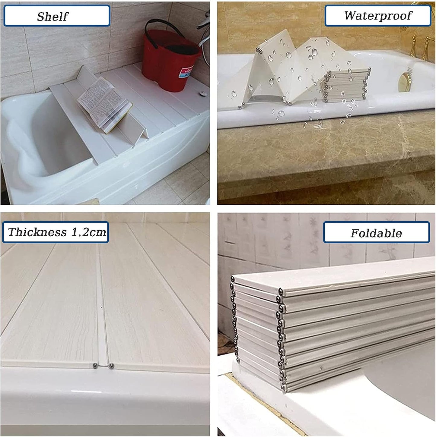 Bathtub Caddy Tray Spa Bathtub Caddy Organizer Bottom Bathroom Organizer 1.2cm Thick Folding Dust Board Bathtub Insulation Cover White (80x135cm)