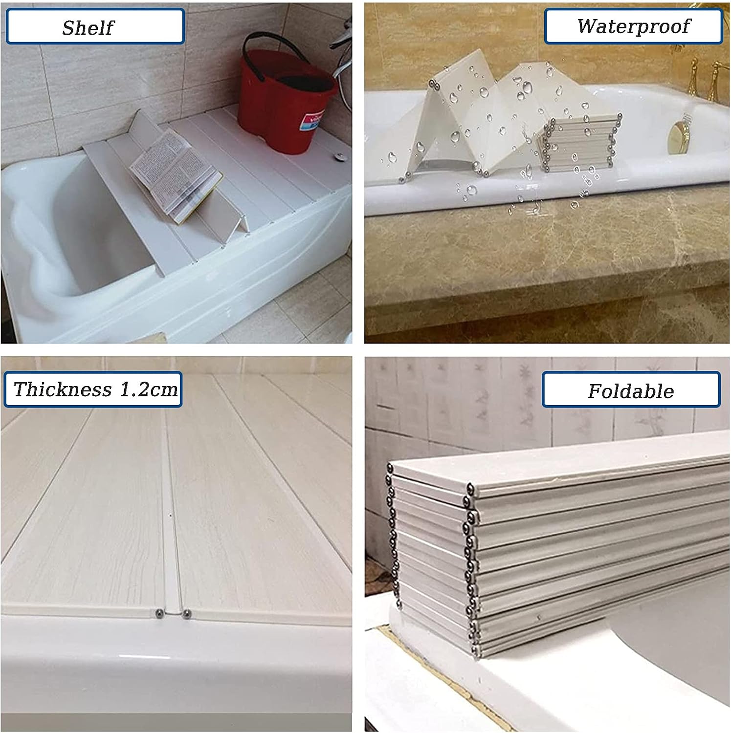 Bathtub Caddy Tray Spa Bathtub Caddy Organizer Bottom Bathroom Organizer 1.2cm Thick Folding Dust Board Bathtub Insulation Cover White (80x135cm)