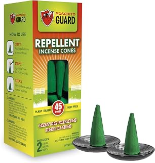 Mosquito Guard 45pcs Mosquito Repellent Incense Cone with 2 Ceramic Dishes - Mosquito Repellent for Patio – No Deet Plant Based Mosquito Repellent Outdoor