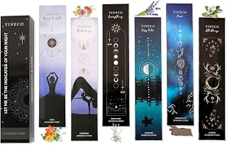 Incense Sticks Set of 120-6 Scents (White Sage, Sandalwood, Jasmine, Lavender, Dragon's Blood & Yoga) for Meditation, Relaxation & Positive Aura, Boho Gift Set, Magic Hour (Black)