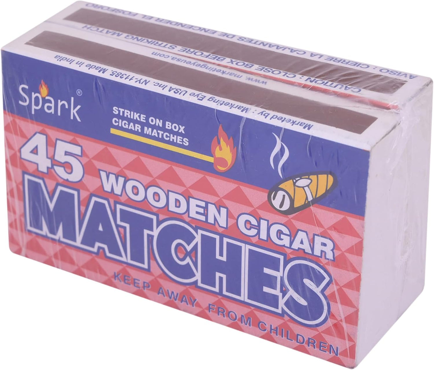 Spark 2-Pack Cigar Matches – 90 Wooden Sticks (45 per Box) – 98mm Long Safety Matchsticks for Cigars, BBQ & Home Use
